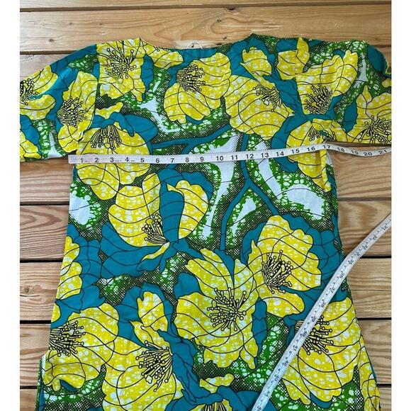 Vintage Floral Patterned Dress Size Medium Women’s Blue Yellow - Picture 5 of 7
